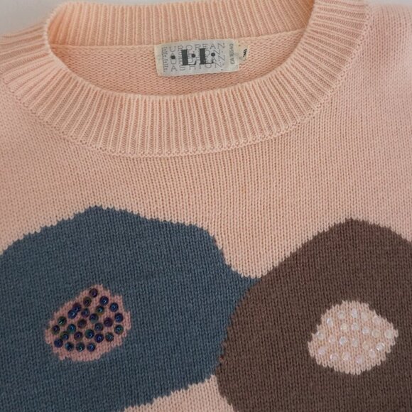 Vintage L.L. European Fashion Pink Brown 5% Angora 55% Lambswool Knit Sweater M - Picture 11 of 11